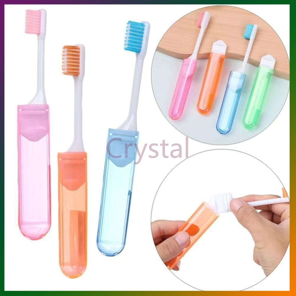 Crystal แปรงสีฟันขนนุ่มแบบพับได้ช่วยประหยัดพื้นที่และเหมาะสำหรับการเดินทางท่องเที่ยวและการตั้งแคมป์