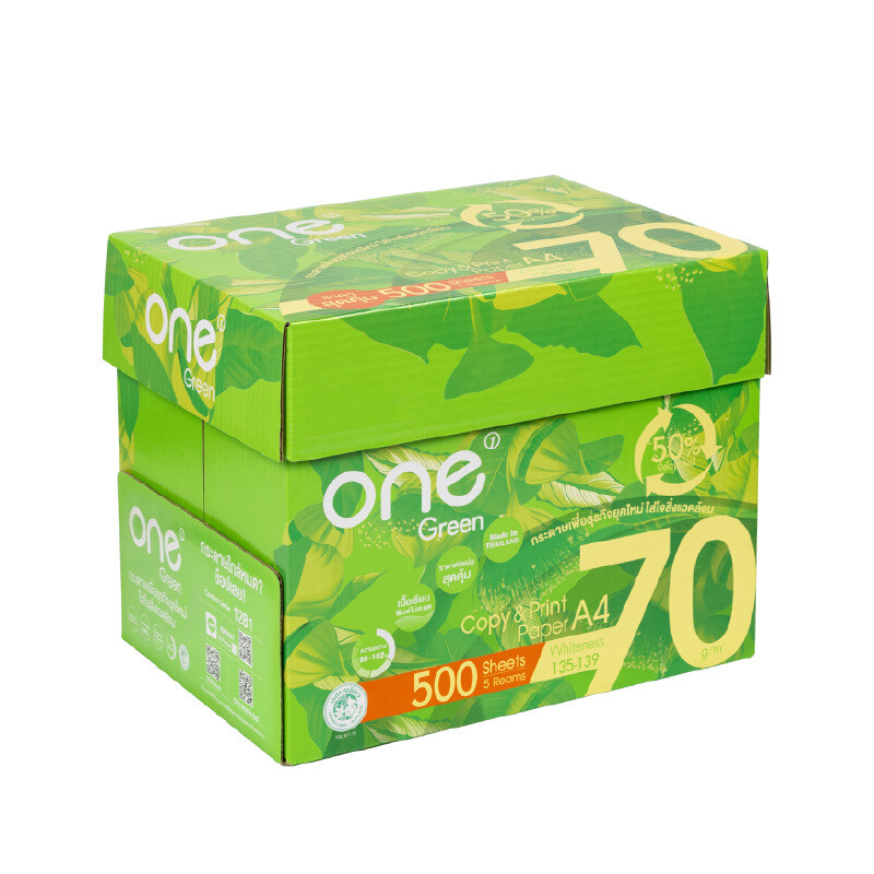ONE GREEN กระดาษถ่ายเอกสาร 70 แกรม สีขาว ขนาด A4 (แพ็ค 5 รีม)