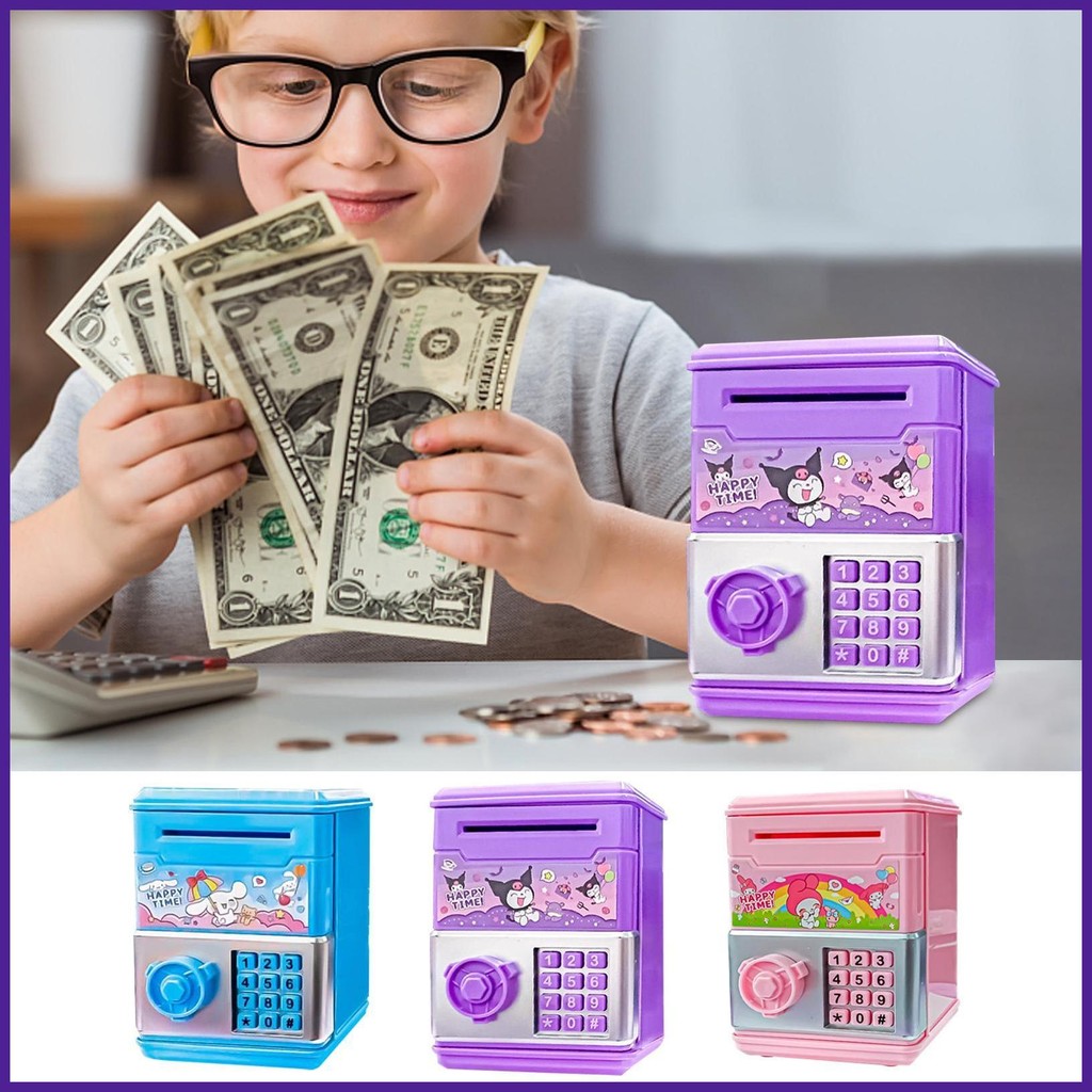 Kids ATM Bank Machine เงินจริงการ์ตูน Cash Bank อิเล็กทรอนิกส์พร้อมรหัสผ่านเหรียญขนาดใหญ่นับ Bank สัตว์น่ารัก playth