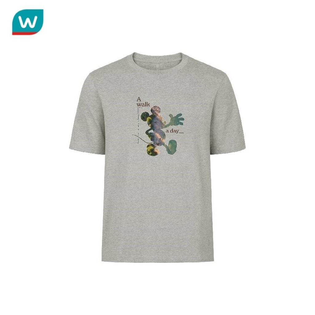 GQ จีคิว ดิสนีย์ เสื้อยืด คอกลม เอมเบรส มิกกี้ สีเทา 1ชิ้น ไซส์ L