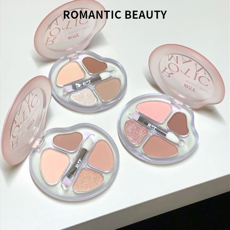 ROMANTIC BEAUTY อายแชโดว์สี่สี ไฮไลท์ เงา ผสมรายละเอียด พาเลทอายแชโดว์ที่ครอบคลุม
