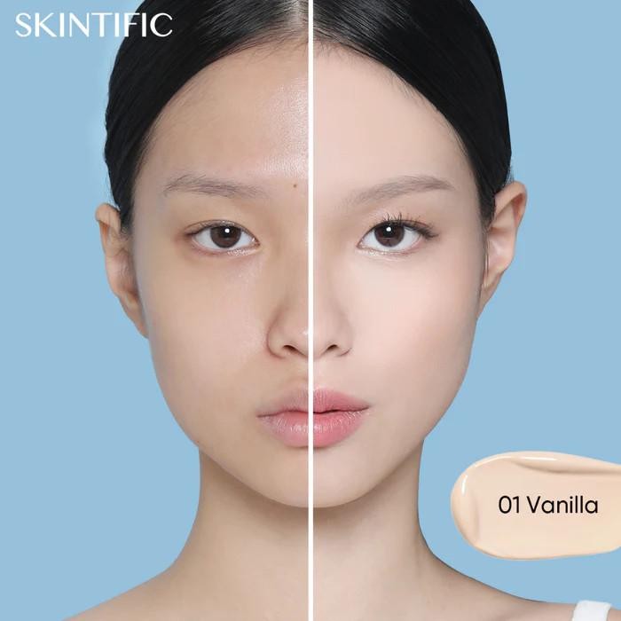 SKINTIFIC Cover All Perfect Cushion  สกินทิฟิค คุชชั่น รองพื้น ทาปกปิดรูขุมขน SPF35 PA++++ 4 เฉดสี ราคา ถูกที่สุด ดีลบีเคเค แกลเลอรีภาพที่ 8