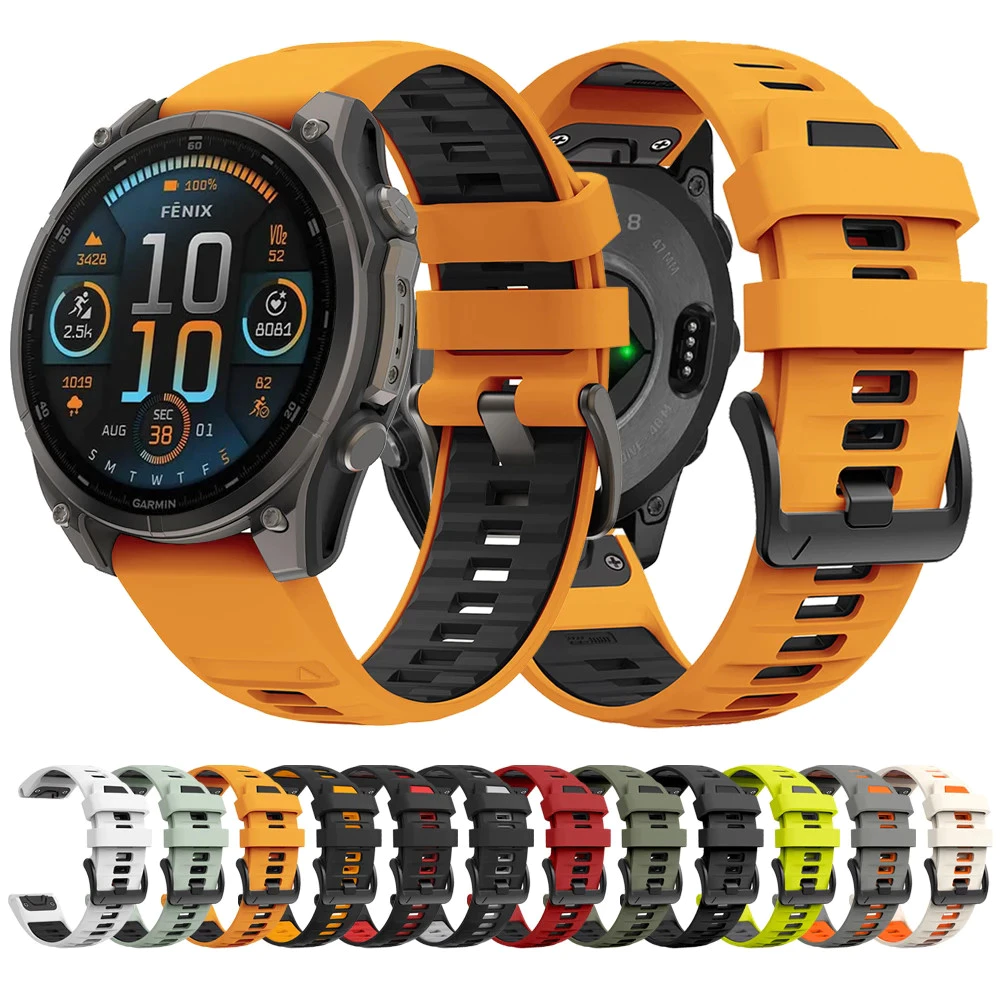 Fenix8 สายนาฬิกาสําหรับ Garmin Fenix 8 47 มม.51 มม.E 7 7X 6 6X 5 5X/Epix Pro/Enduro 3 QuickFit 22 มม.26 มม.ซิลิโคนสร้อยข้อมือ