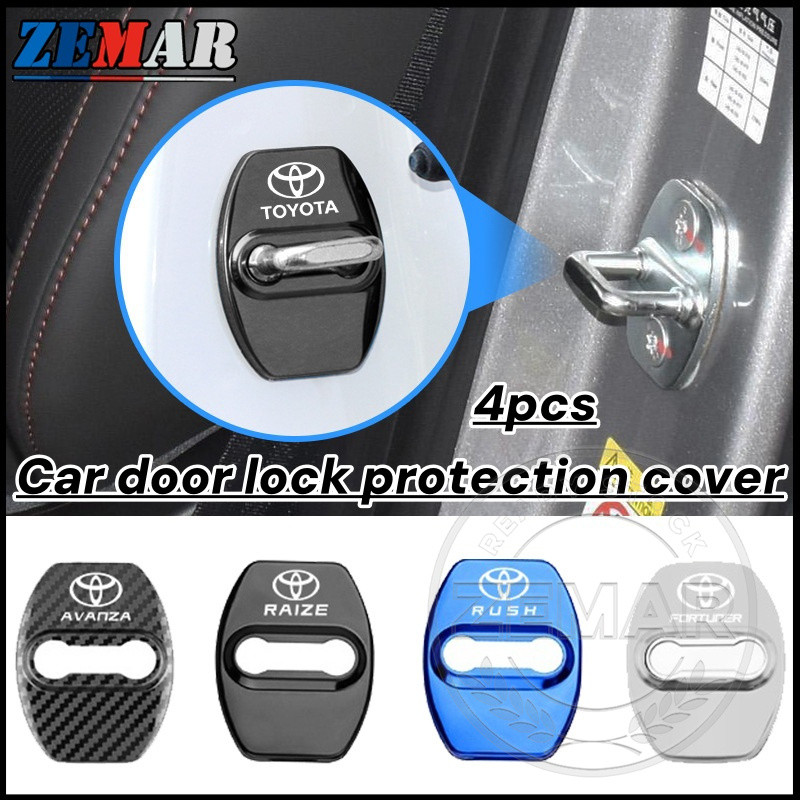 4 ชิ้น Toyota สแตนเลสรถประตูล็อคฝาครอบป้องกันป้องกันสนิมรถอุปกรณ์เสริมสําหรับ Toyota Prius Fortuner 