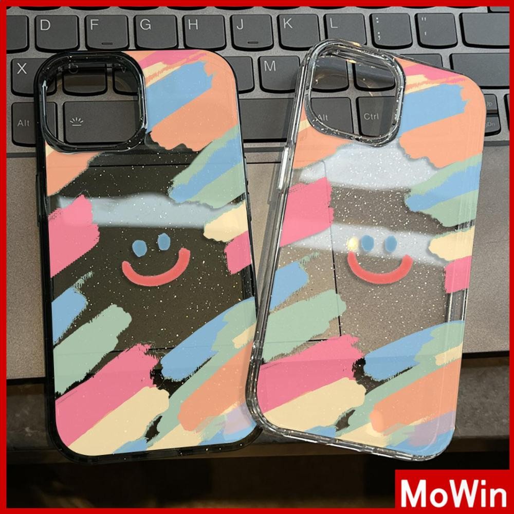 Movin - เคส iPhone 16 Pro Max iPhone 11 เคสใสแบบแวววาว TPU นุ่มสีสันสดใส อิโมติคอนยิ้มน่ารัก Compatible iPhone15 Pro max 14 13 12 Pro max XS XR 7 Plus 8 Plus