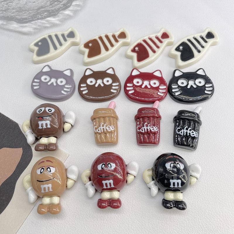 แมวกินปลารองเท้า Charms Jibz Cro M Bean การ์ตูนเรซิ่นอุปกรณ์เสริม DIY โทรศัพท์มือถือกรณี Handmade เด็ก Hairpin วัสดุรองเท้าดอกไม้ตกแต่ง