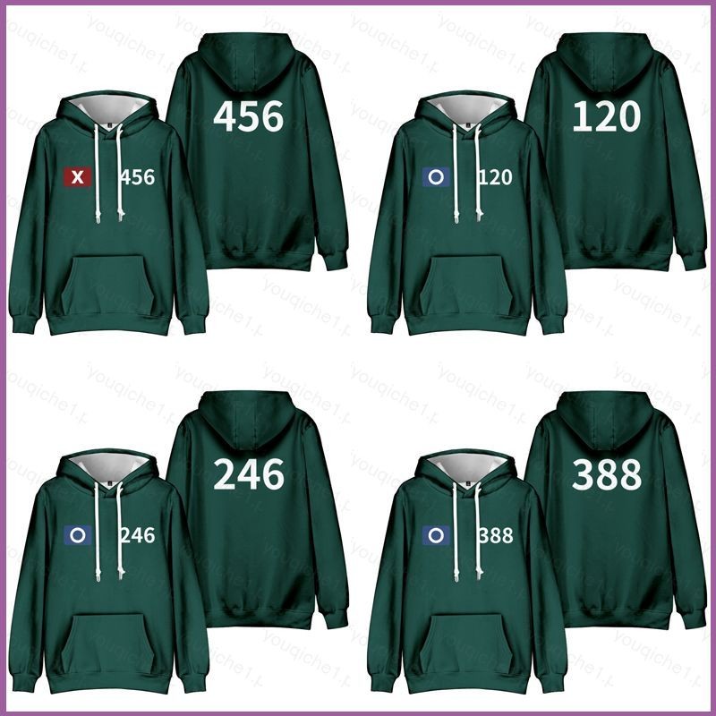 SY1 Squid Game 2 หมายเลข 456 120 246 388 333 Hoodie Anime Sweatshirt Unisex แขนยาวด้านบน