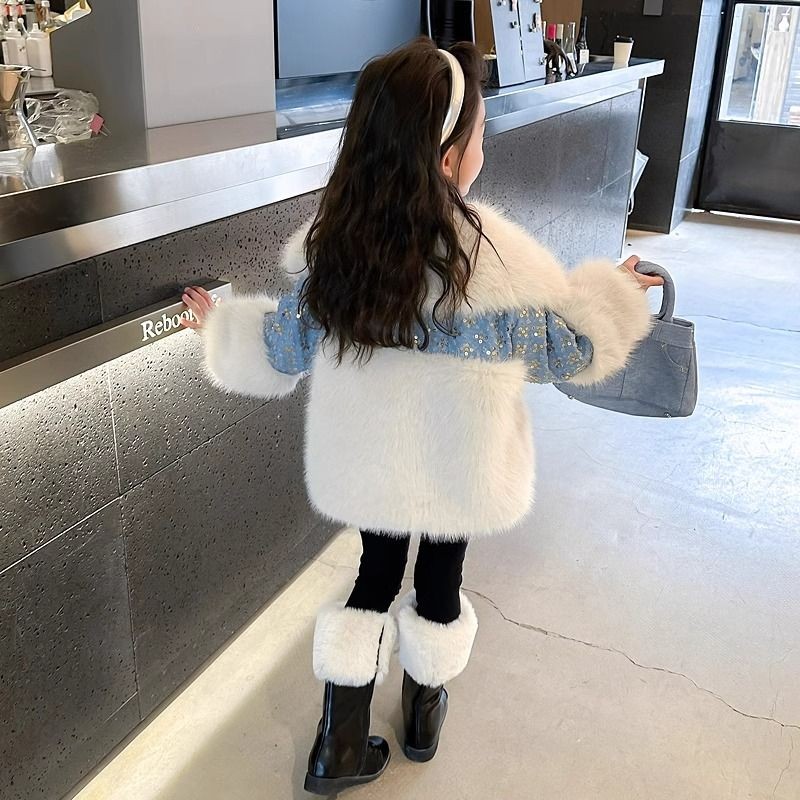 ฤดูหนาวใหม่ - เสื้อโค้ทขนสัตว์ปลอมสําหรับเด็กคาวยีนส์และเสื้อโค้ทที่อบอุ่น - รูปที่ 3