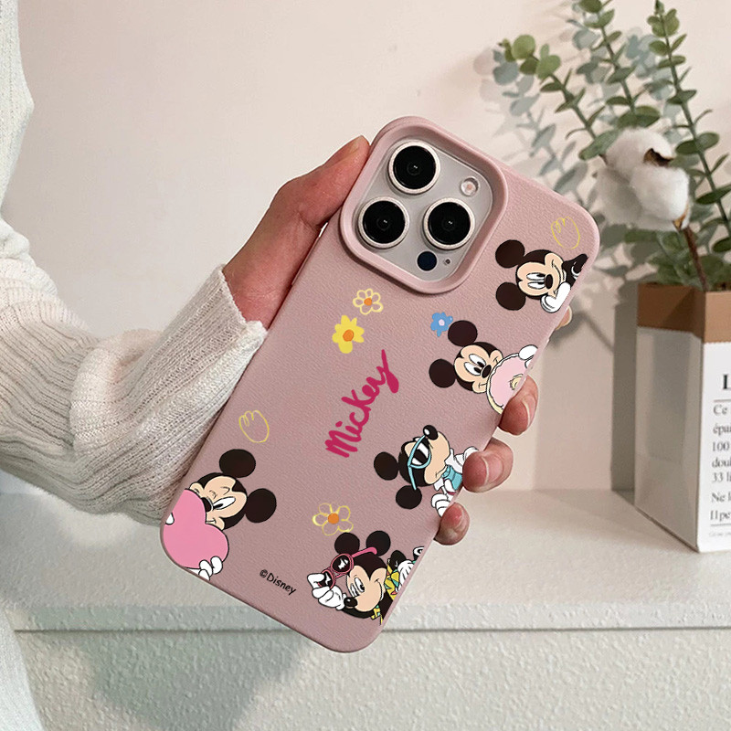 ฝาครอบโทรศัพท์นุ่มได For iPhone11 13 15 เคส ไอโฟน12 14 ProMax 7 8Plus X XR XS Maxมิกกี้รูปหัวใจ