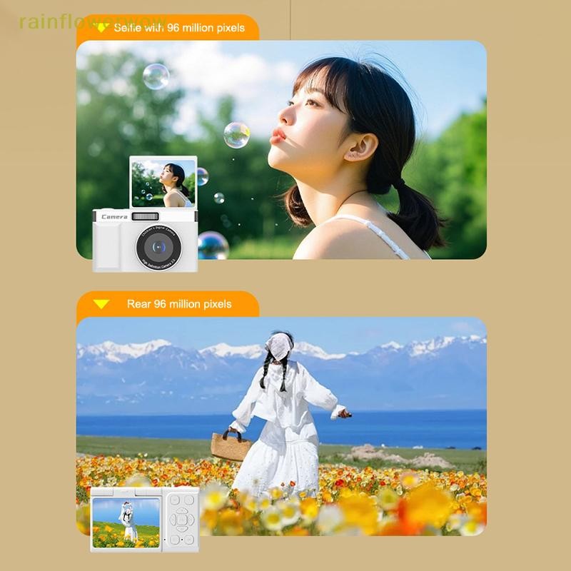 กล้องดิจิตอลC&B CCD Travel 180°Flip Screen Selfie Camara 96MP Autofocus 8X Zoom Entry-Level Kids Camara กล้องการ์ดแบบพกพา (th)