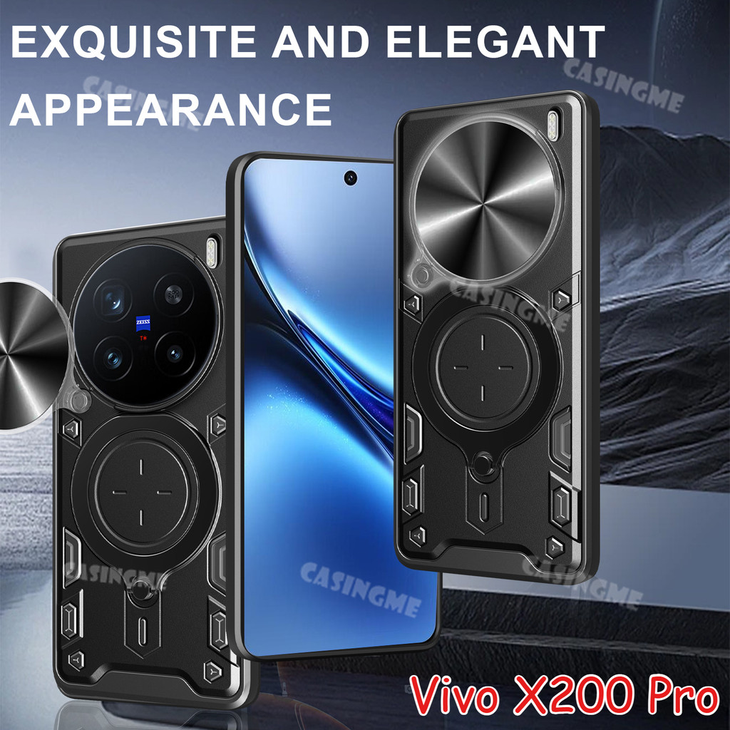 สําหรับ Vivo X200 Pro 5G 2024 เกราะกันกระแทก Push ดึงกล้องปกป้องปลอกสําหรับ VivoX200Pro Vivo X200 Pro x200Pro X200 x 200 กรณีรถแหวนแม่เหล็กฝาหลังเคสโทรศัพท์