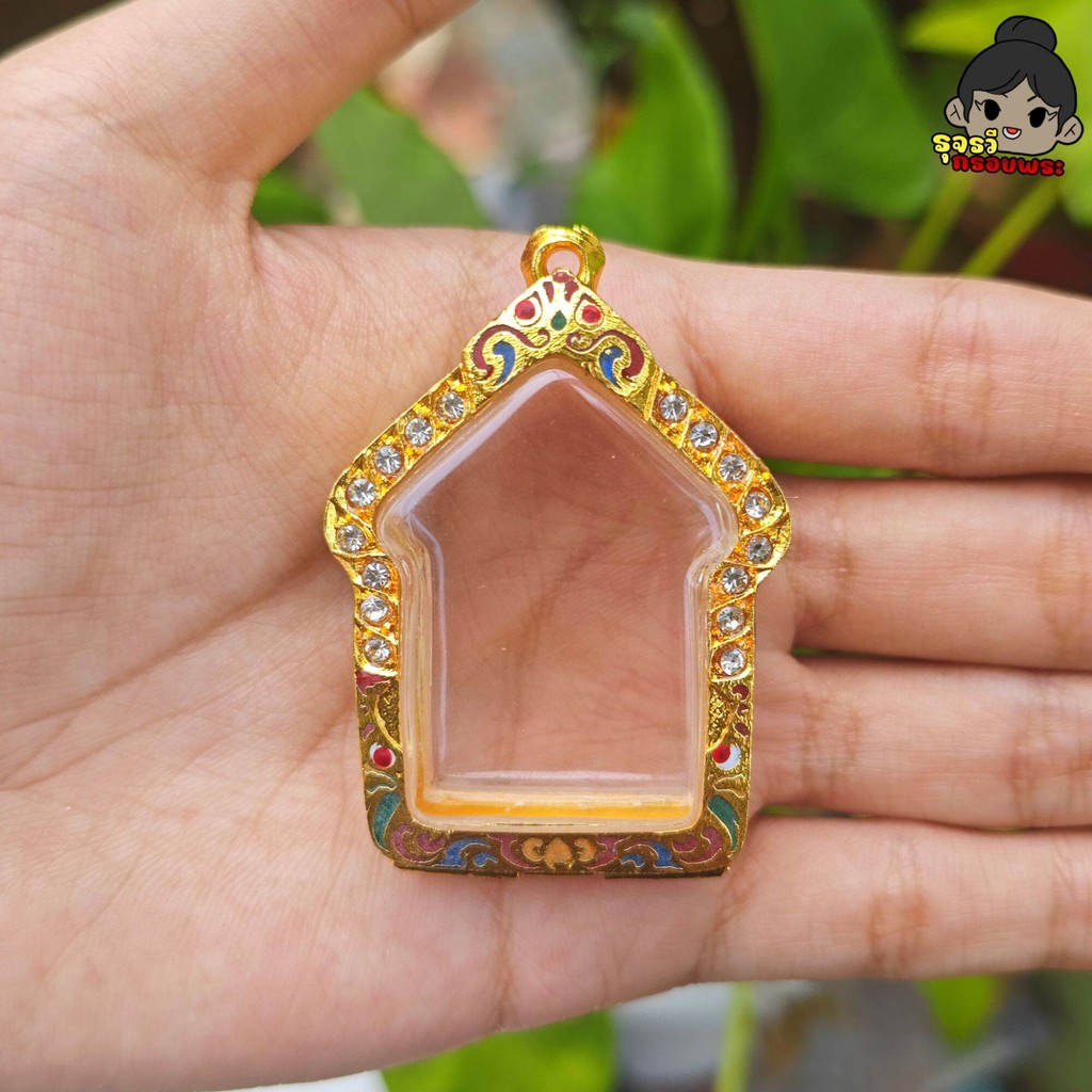 (จัดส่งเร็ว) กรอบพระ ขุนแผน กรอบพระชุบทองล้อมเพชร พิมพ์ขุนแผน | มีห่วงและยางรองแถมให้พร้อมใส่