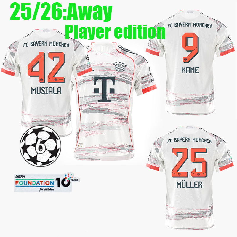 25/26 KANE ฟุตบอล clothe 2025/26 เสื้อเยือนบาเยิร์น KIMMICH COMAN SANE MULLER MUSIALA OLISE ฟุตบอลเส