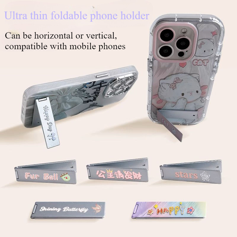 ที่วางโทรศัพท์ซ่อนโลหะการ์ตูนน่ารักที่วางเคสโทรศัพท์แบบพับได้แบบพกพา