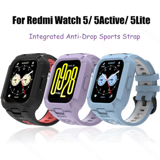 สายซิลิโคนสําหรับ Xiaomi Redmi นาฬิกา 6 5 4 Active Lite กรณีกีฬา Band Smartwatch สายคล้องคอสําหรับ Redmi นาฬิกา 5Active TPU แบบบูรณาการ Anti-Drop สายรัดข้อมือ