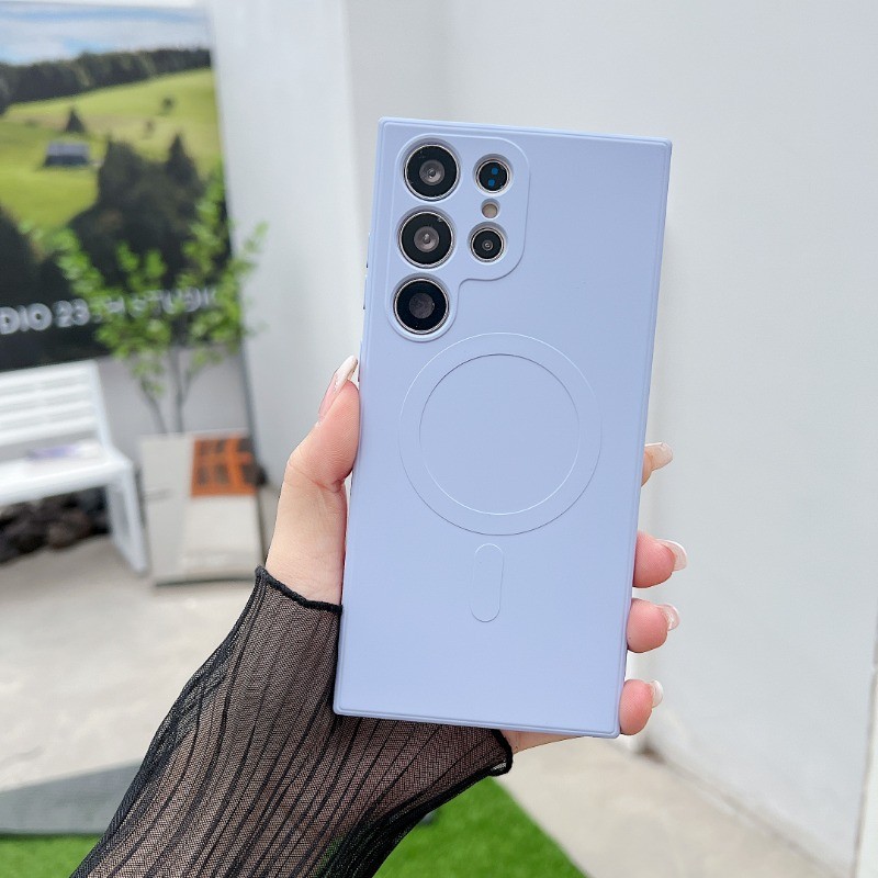 ซิลิโคนแม่เหล็กดูดไร้สายชาร์จ Anti Drop และ Anti Slip เคสโทรศัพท์เหมาะสําหรับ Samsung Galaxy S21 S22 S23 S24 S25 Plus Ultra S21FE S23FE S24FE