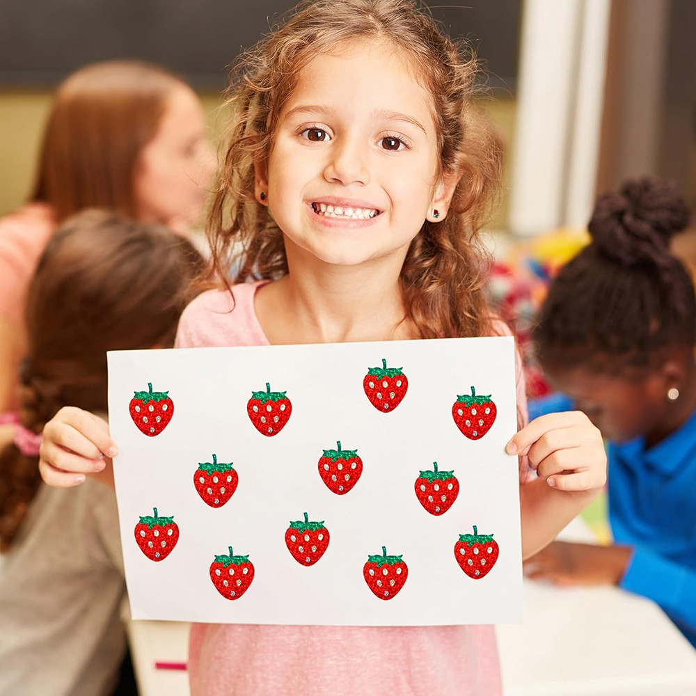 500ชิ้นสตรอเบอร์รี่รอบกาวสติกเกอร์ ทําเอง กล่องของขวัญตกแต่งปิดผนึกสติกเกอร์ - รูปที่ 2