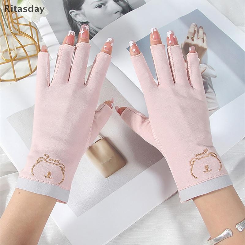 Ritasday 1 คู่ Anti UV เล็บถุงมือ UV Gel ถุงมือ Fingerless เล็บเล็บเครื่องมือ LED โคมไฟเล็บเครื่องเป่ารังสีมือใหม่