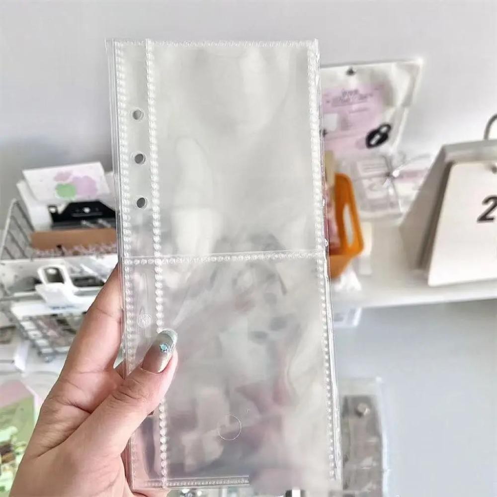 ALIZAR PVC Notebook Cover, A6 Half Laser Transparent Loose Leaf Cover, การออกแบบที่ถอดออกได้หัวเข็มขัดคู่ 6 หลุมแคบ Flip Cover โปสการ์ด Binder เก็บหนังสือ Organizer - รูปที่ 7