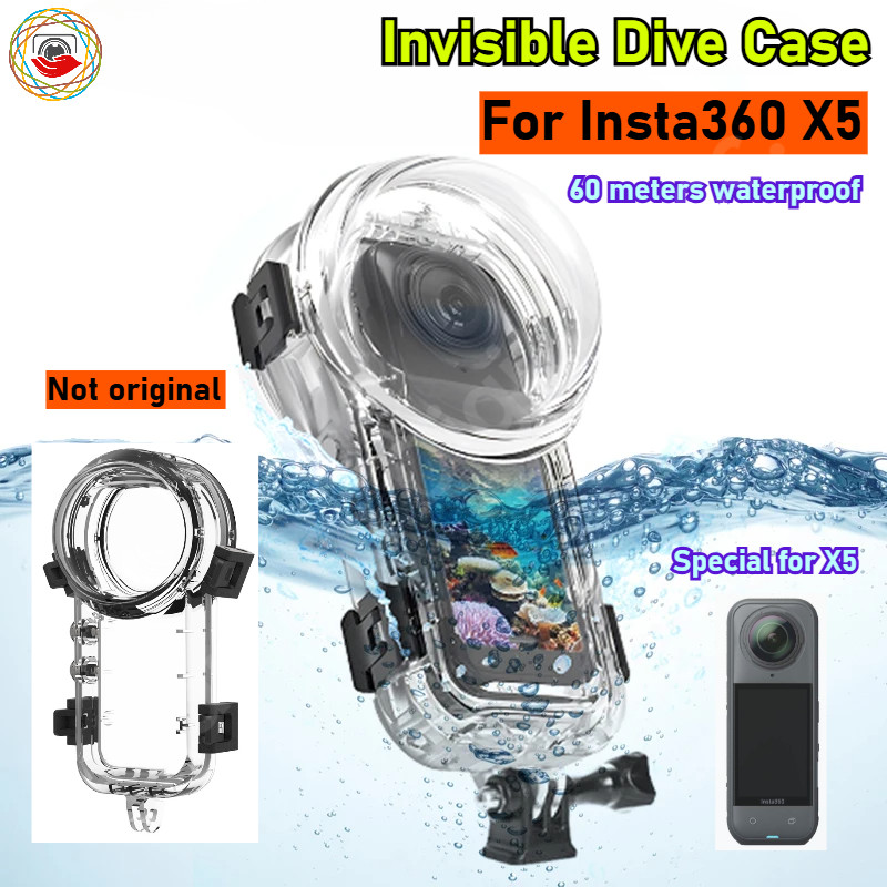 เคสดําน้ําที่มองไม่เห็นสําหรับ Insta360 X5 Dive Case ฝาครอบกันน้ําสําหรับกล้องแอคชั่น Insta360 X5