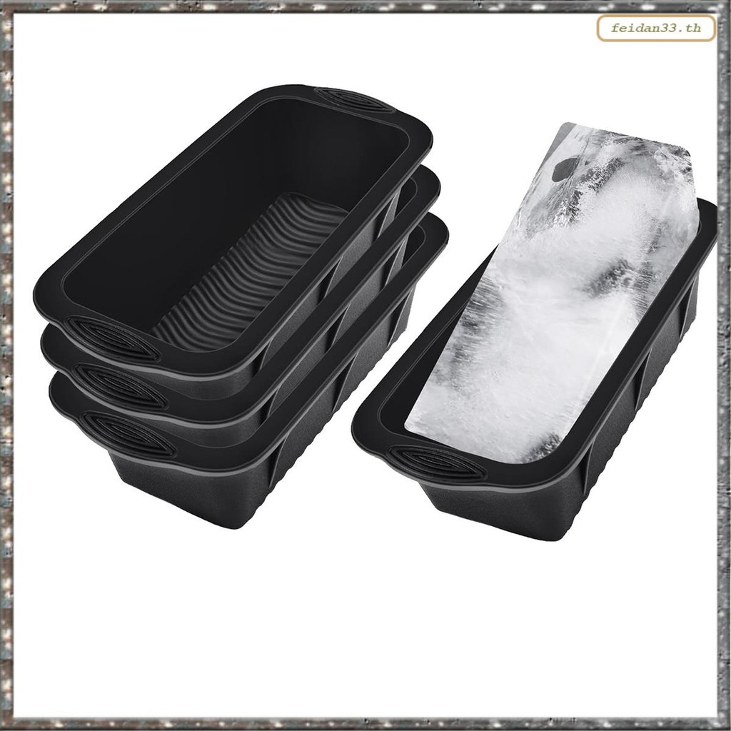 [LHY] แม่พิมพ์บล็อกน้ําแข็ง 4 ชิ้น 9.4Lbs Ice-Cubes สําหรับปอดหรือคูลเลอร์เย็นสีดําแม่พิมพ์ซิลิโคนแบ