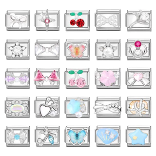 💎แพทช์เงินอิตาลีลิงค์พอดี9มิลลิเมตรสร้อยข้อมือทํา ทําเอง รักผีเสื้อดอกไม้เสน่ห์สร้อยข้อมือลิงค์อุปกรณ์ย้อนยุคโมดูลสร้อยข้อ