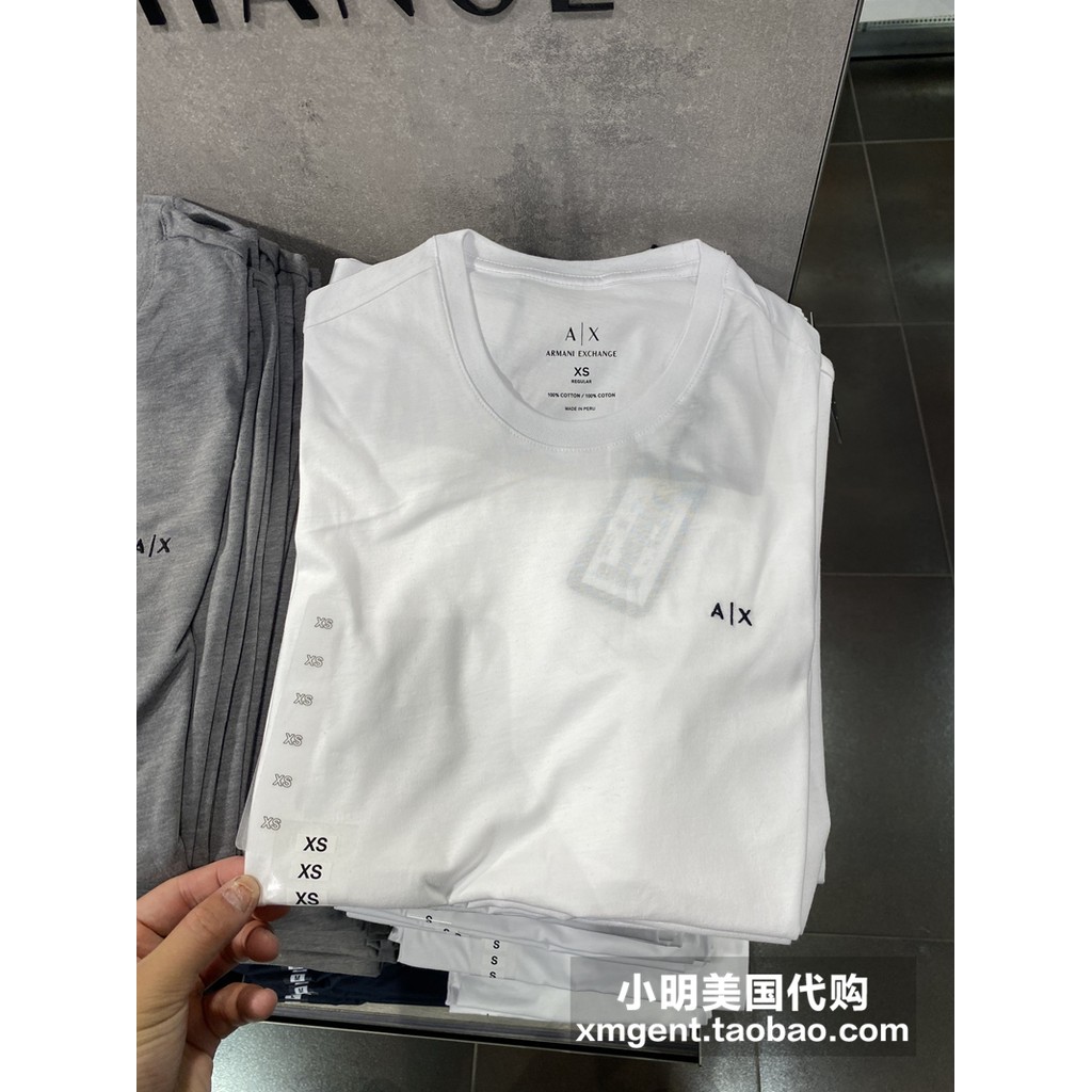 American Armani Exchange Armani AX Mens Casual Fashion Solid Color Thin Bottoming Shirt เสื้อยืดแขนสั้น - รูปที่ 3