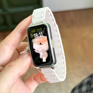 สายรัดห่วงแม่เหล็กสําหรับ Huawei Band 11 / 11 Pro / 10 9 NFC อุปกรณ์เสริมสายรัดกีฬาสําหรับ Huawei Band 8 สร้อยข้อมือซิลิโคน