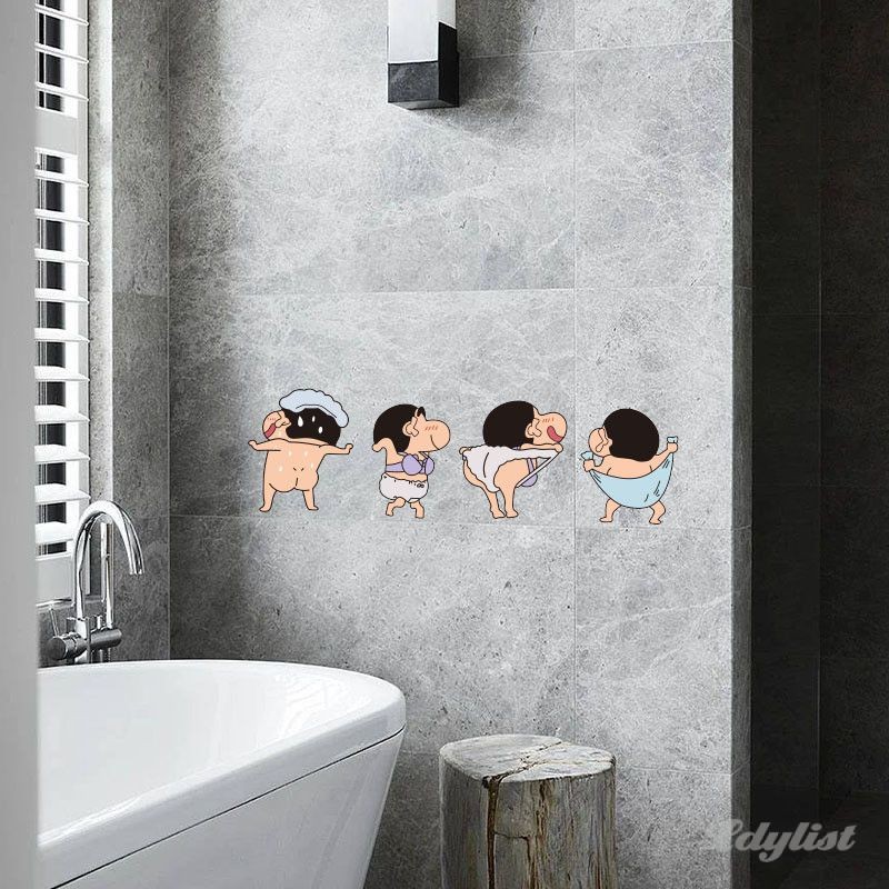 ღ สติ๊กเกอร์ติดผนังห้องน้ำลายการ์ตูน Crayon Shinchan สติ๊กเกอร์ติดผนังห้องน้ำแบบกันน้ำ
