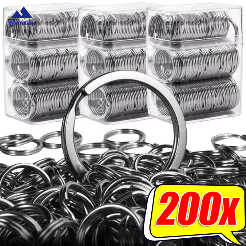 50-200ชิ้น แหวนกุญแจแยกแข็งแรง10-หีบห่อ - อุปกรณ์เสริมพวงกุญแจโลหะหนา25มม., ที่ใส่กุญแจเงินป้องกันสนิมพร้อมการออกแบบห่วงคู่เสริมแรง