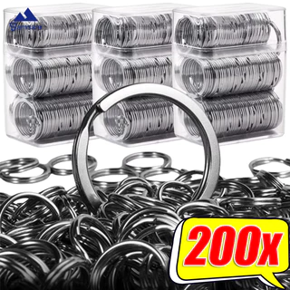 50-200ชิ้น แหวนกุญแจแยกแข็งแรง10-หีบห่อ - อุปกรณ์เสริมพวงกุญแจโลหะหนา25มม., ที่ใส่กุญแจเงินป้องกันสนิมพร้อมการออกแบบห่วงคู่เสริมแรง