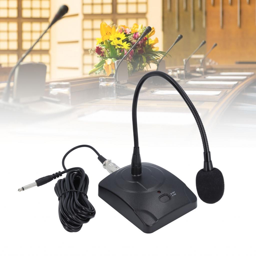 ห่านคอไมโครโฟนโต๊ะทำงานกัน windproof cover 3 pin xlr อินเตอร์เฟส 100Hz-16khz ตอบสนองด้วยสายเคเบิลสำห