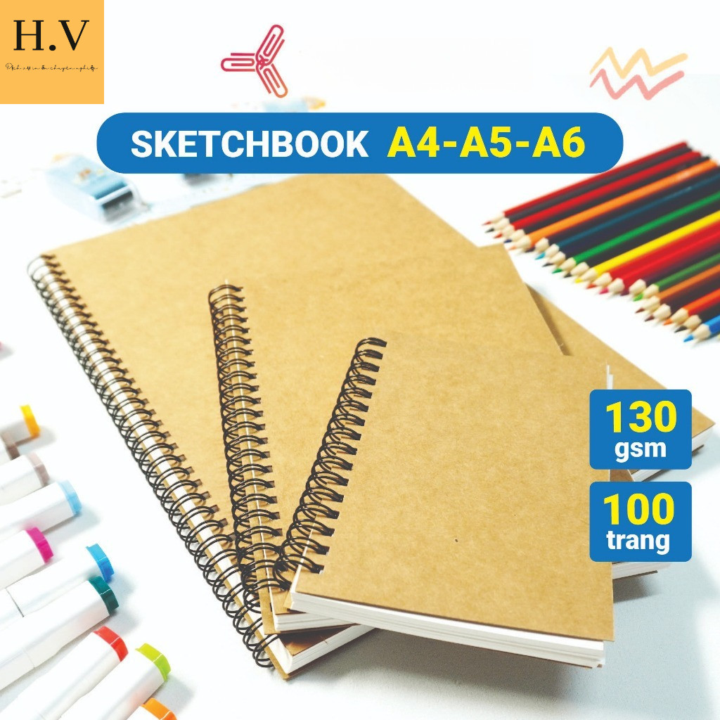 [SUPER HOT] Sketchbook A4 A5 A6 100 หน้าหนา 100 แกรม - สมุดสเก็ตช์ดินสอ