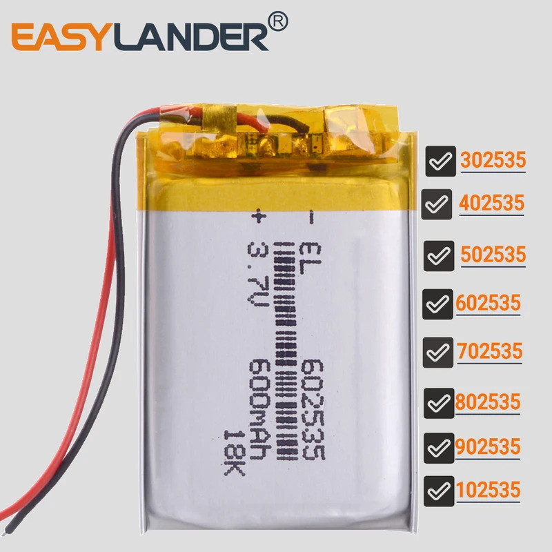 602535 3.7V 600mAh Rechargeable Li-Po Li-ion Polymer Battery  302535 402535 502535 702535 802535 902