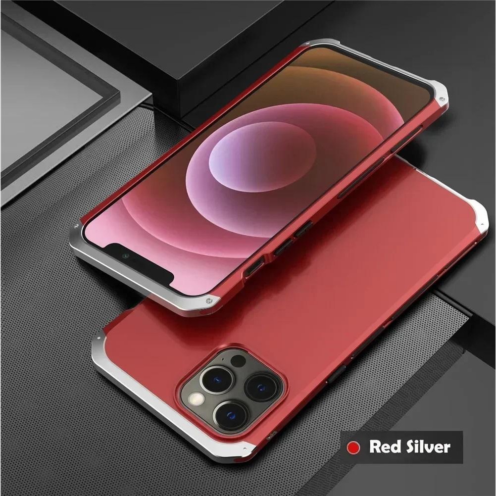 เคสเกราะโลหะกันกระแทกสําหรับ iPhone, ฝาครอบอลูมิเนียมและพีซีสําหรับ iPhone11, XS, 12, 13, 14, 15, 16 Pro Max, 14 Plus, Xr, 13 Mini - รูปที่ 7