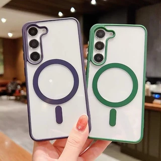 SAMSUNG หรูหราอะคริลิคแม่เหล็กสําหรับ ซัมซุง กาแลคซี ก15 16 35 36 55 56 17 26 5ก ไร้สายชาร์จกันน้ําลื่นฝาครอบโทรศัพท์