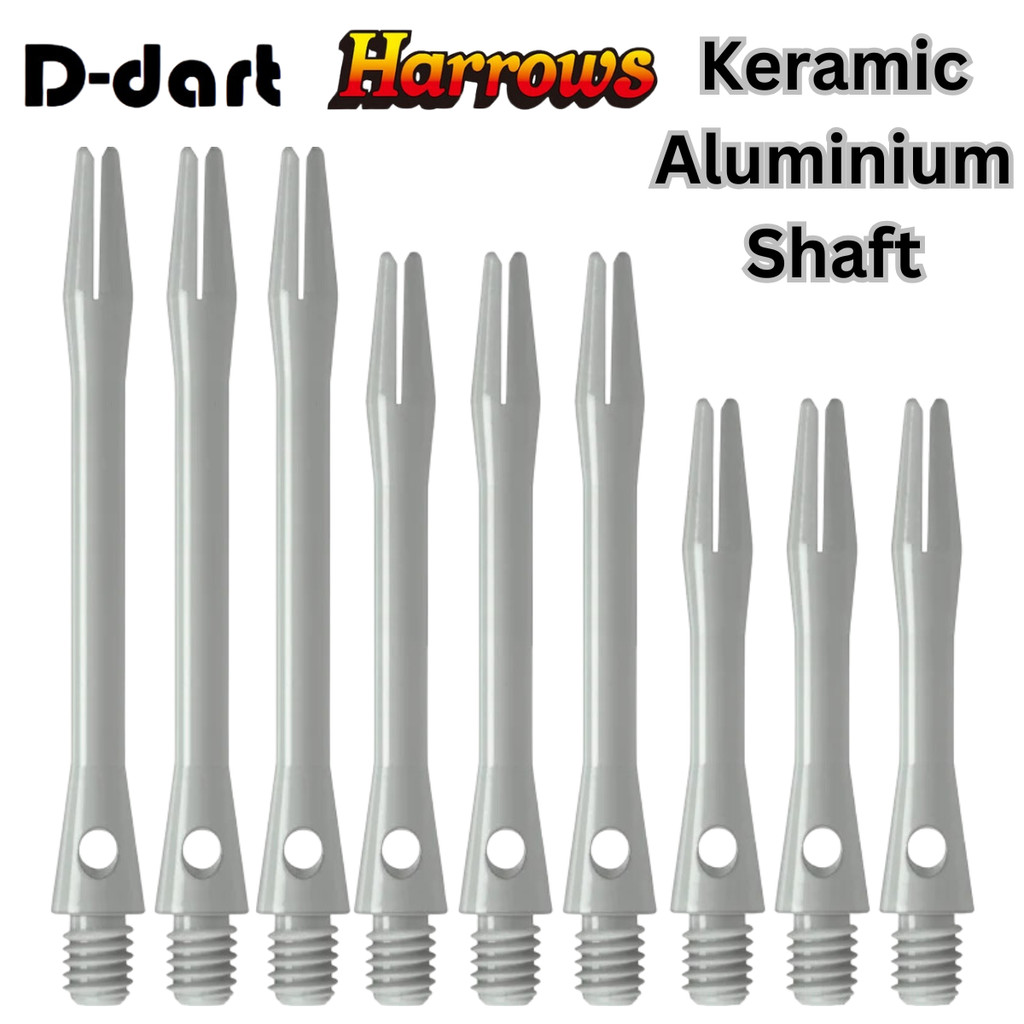 HARROWS ALUMINIUM DARTS SHAFT - สีขาว KERAMIC ALUMINIUM DART SHAFT/STEM สําหรับปลายอ่อนและเหล็ก DART