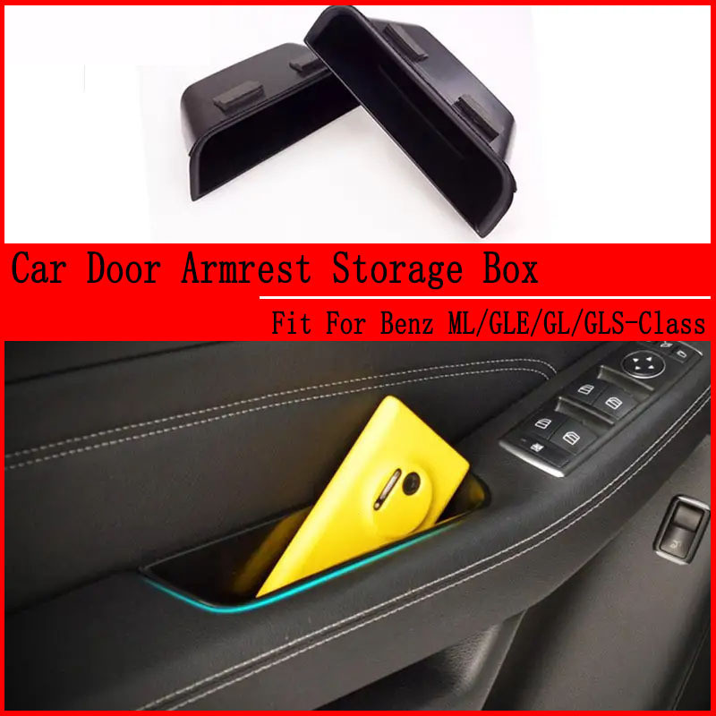 Abs รถด้านในที่เท้าแขนประตูกล่องเก็บสําหรับ Mercedes-Benz GL/GLS-Class X166 ML/GLE-Class W166 2012-2018 ประตูกล่องเก็บถาดคว้าที่วางโทรศัพท์จับกระเป๋าคอนเทนเนอร์