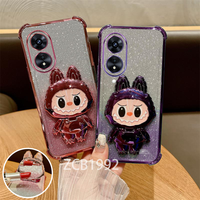 กันกระแทกcase สําหรับ OPPO A17 A97 5G A38 4G A18 A60 เคสโทรศัพท์ใหม่ 3D LaBu Bracket softCase