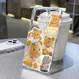 TPU Case For iPhone 15 17 16 11 13 12 14 Pro Max Air 7 8 Plus X XR XS Max SE 16promax Butter Bear เคสโทรศัพท์มือถือ