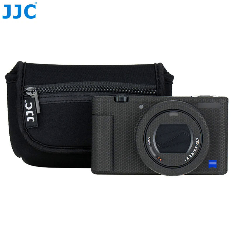 JJC Camera Bag with 2 Extra Pockets Neoprene Soft Camera Pouch Case for Sony ZV-1 RX100 Ricoh GR III