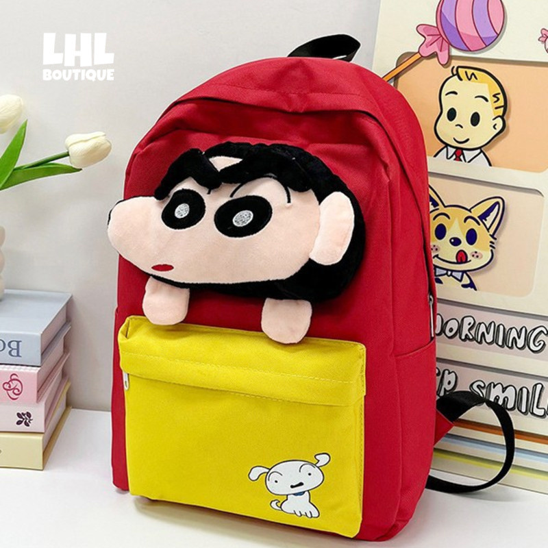 LHL BOUTIQUE น่ารักใหม่การ์ตูนขนาดเล็กใหม่ผ้าใบกระเป๋าเป้สะพายหลังสีจับคู่กระเป๋าเป้สะพายหลังโรงเรียนประถม