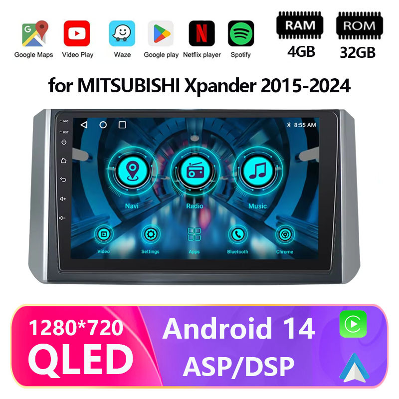 สําหรับ MITSUBISHI Xpander 2015-2024 9 นิ้ว จอ android รถยนต์ พร้อมปลอกและซ็อกเก็ตไร้สาย CarPlay And
