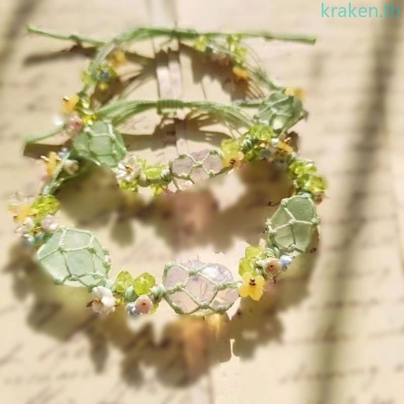 Kra Handmade สร้อยข้อมือตาข่ายหินธรรมชาติแฟชั่นหินทนทาน Unisex เครื่องประดับแฟชั่น