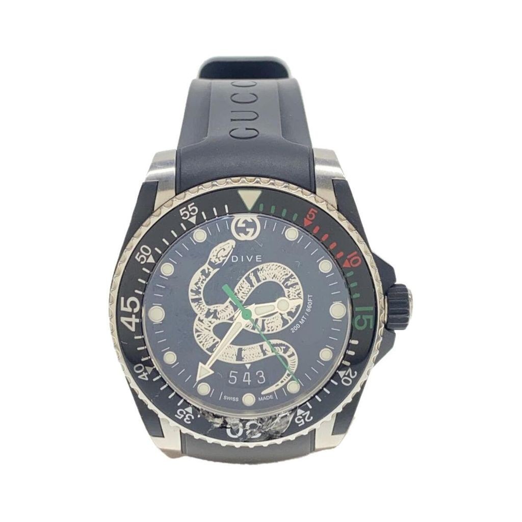 GUCCI Men's Watch Dive Snake Divers Quartz Analog Glover BLK YA136323 Direct from Japan Secondhand