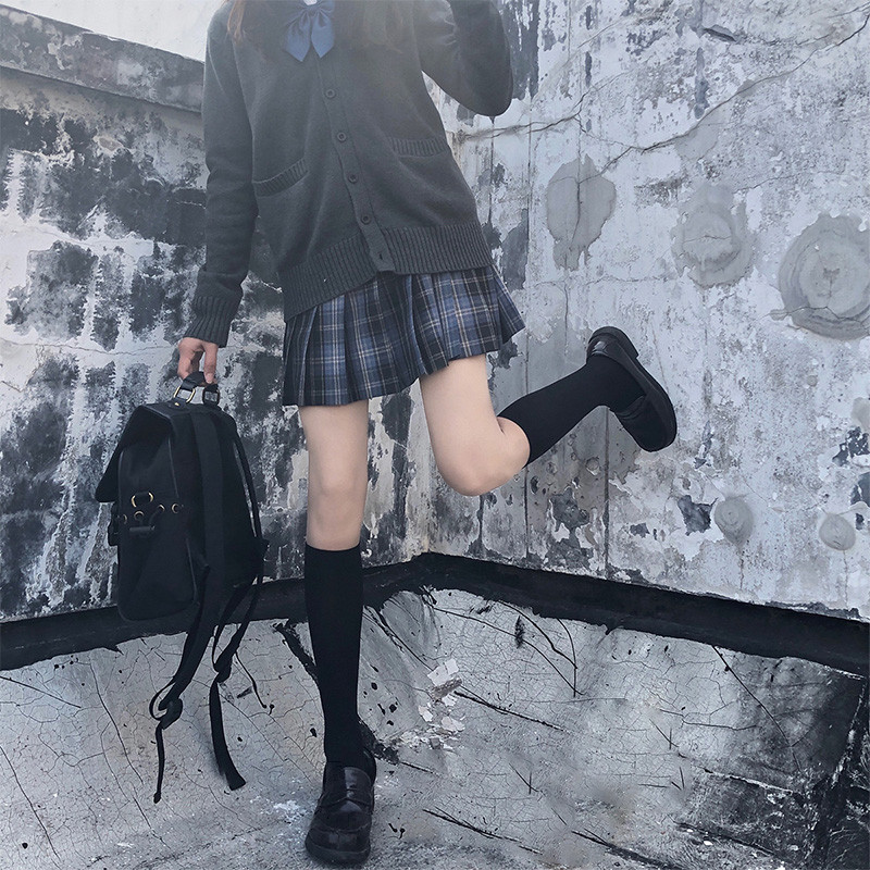 ในไทย💖ถุงเท้า ถุงน่องเนือเข่า JK Lolita ถุงเท้าลูกวัวผู้หญิง ถุงน่องเนือเข่ ยืดหยุ่นสูง สีพื้น สไตล์นักเรียนญี่ปุ่น - รูปที่ 3