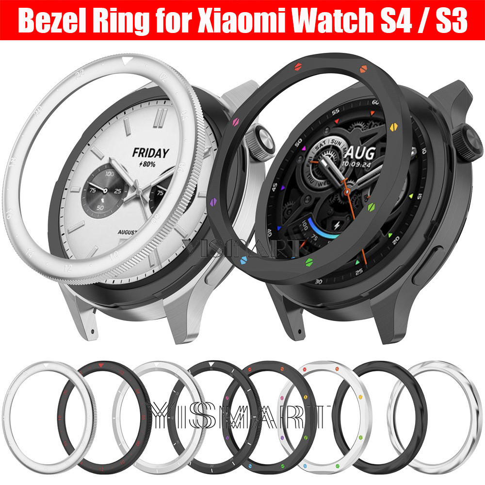แหวนฝาโลหะสําหรับนาฬิกา Xiaomi S4 เปลี่ยนนาฬิกาสําหรับ Xiaomi นาฬิกา S3 S4 eSIM + กระจกนิรภัยป้องกัน