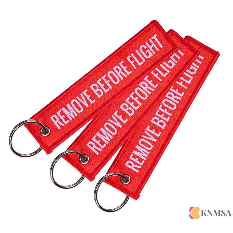 Knmsa] Remove Before Flight Keyring โพลีเอสเตอร์เย็บปักถักร้อยข้อความ 13*3 ซม.สเดิมnnnคอเต่าเดิมเดิม