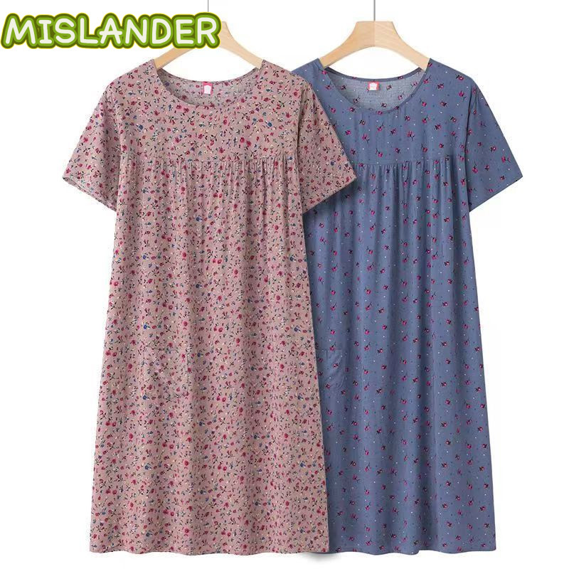 ชุดเดรสลายดอกไม้ผู้หญิงแฟชั่นชุดเสื้อผ้าที่บ้านหลวมใหม่