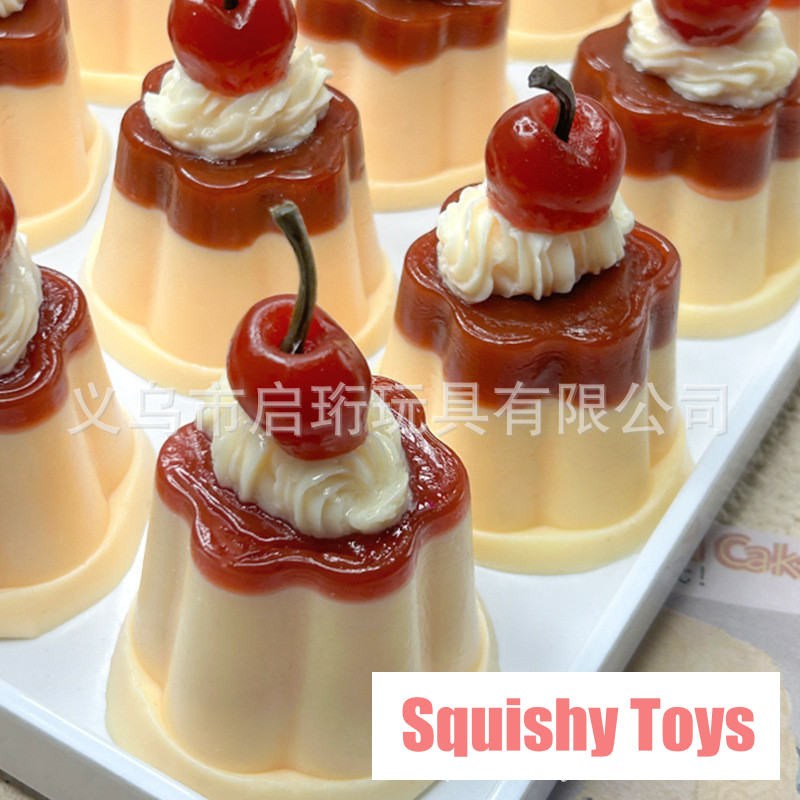 ของเล่นบีบอัด สกุชชี่ Squishy คลายเครียด คาราเมลจําลองพุดดิ้งพุดดิ้งเชอร์รี่ Squishy ของเล่น
